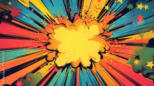 Colorful Comic Book Explosion with Stars and Stripes