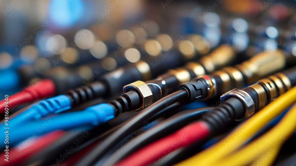 A detailed photo shows the design of audio jack cables, focusing on the plugs. A detailed photo shows the design of audio jack cables, focusing on the plugs.
