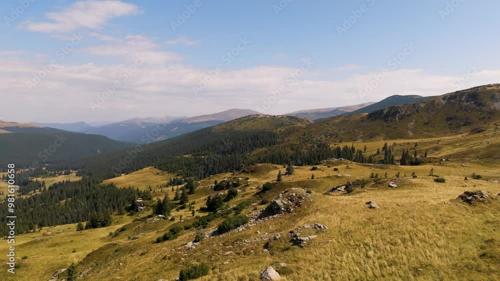 Aerial view of the Carpathian Mountains in Romania. Transalpina. Drone video of one of the most iconic Parang mountains. Top cinematic aerial view Aerial view of the Carpathian Mountains in Romania. Transalpina. Drone video of one of the most iconic Parang mountains. Top cinematic aerial view