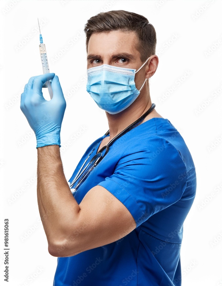Nurse Administering a Vaccine Isolated on White Background, Clipping Path, Full Depth of Field Nurse Administering a Vaccine Isolated on White Background, Clipping Path, Full Depth of Field