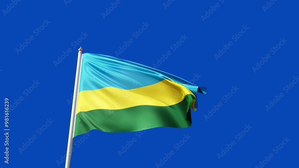 flag of rwanda on a blue screen, no background, transparent background, waving in the wind, national symbol of rwanda, african country, tall flagpole, video of a flag flag of rwanda on a blue screen, no background, transparent background, waving in the wind, national symbol of rwanda, african country, tall flagpole, video of a flag