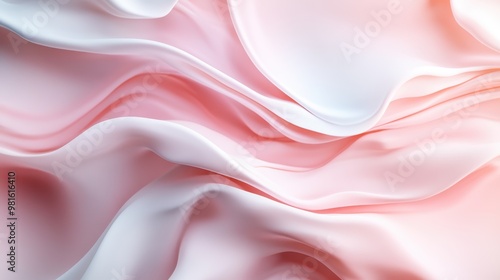 Abstract image of soft, flowing pastel pink and white fabric layers creating a soothing and elegant visual, evoking feelings of calm and sophistication.