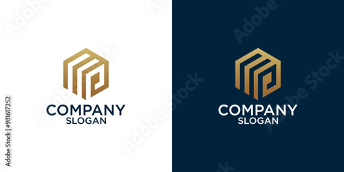initial p abstract monogram logo design vector