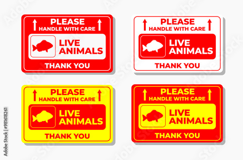 Set FRAGILE please handle with care live animals 