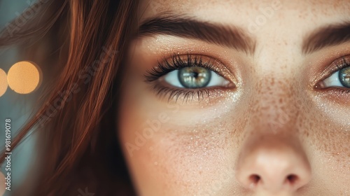 A close-up image showing strands of flowing hair in sharp focus, juxtaposed against a softly blurred background with delicate lights, creating an enchanting and artistic visual contrast.