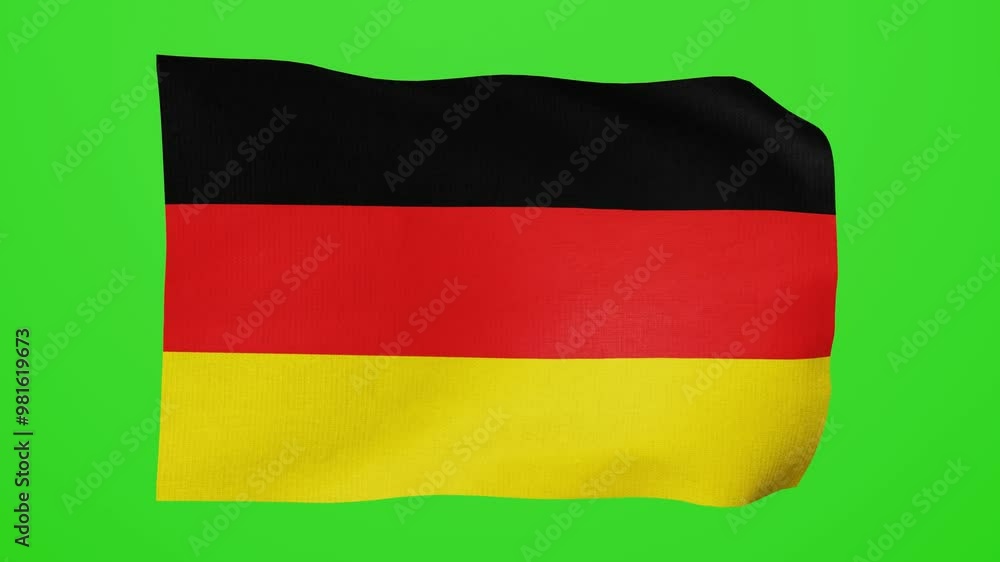 Germany flag Waving and Flutter Green Screen Background Animation. Germany Flag Waving on chroma key. National Flag of Germany with realistic fabric texture. Premium quality. For national day Germany flag Waving and Flutter Green Screen Background Animation. Germany Flag Waving on chroma key. National Flag of Germany with realistic fabric texture. Premium quality. For national day