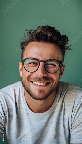 Portrait of attractive cheerful european men wearing model