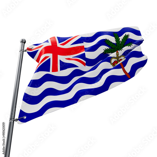 Asset 3D realistic of flag of British Indian Ocean Territory with transparent background photo