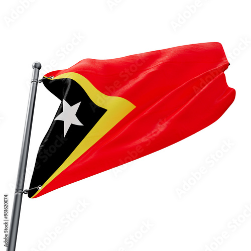 Asset 3D realistic of flag of East Timor with transparent background photo