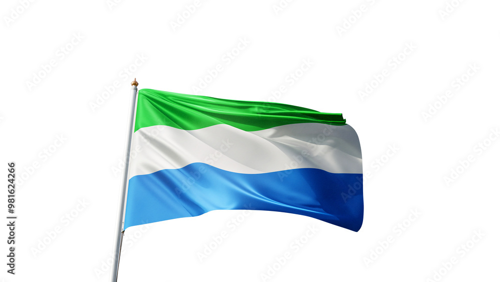 flag of sierra leone on a transparent background, waving in the wind ...