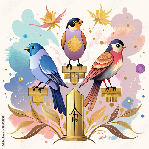 Three fluffy lovely birds.