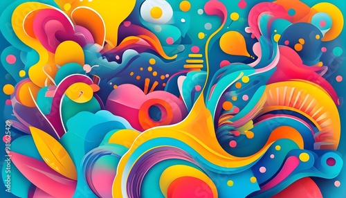 Dynamic Abstract Composition Representing Creativity and Innovative Problem Solving Through Colorful Shapes and Patterns