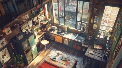 Cozy Loft Kitchen: A Vibrant and Eclectic Culinary Haven