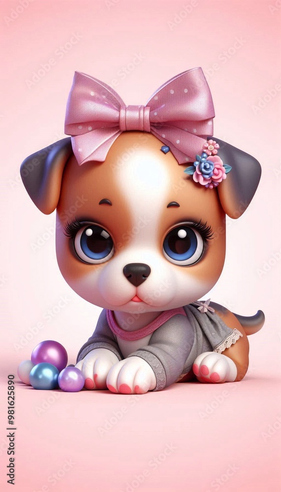 3D niedlicher Pitbull Welpe 3D niedlicher Pitbull Welpe