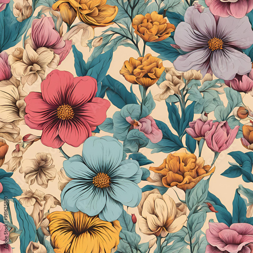 Wallpaper Mural Ilustração de flores. Torontodigital.ca