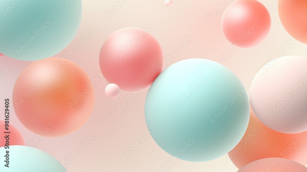 A pastel color palette of soft pink and blue spheres float against a light background, creating a simple and elegant abstract design. A pastel color palette of soft pink and blue spheres float against a light background, creating a simple and elegant abstract design.