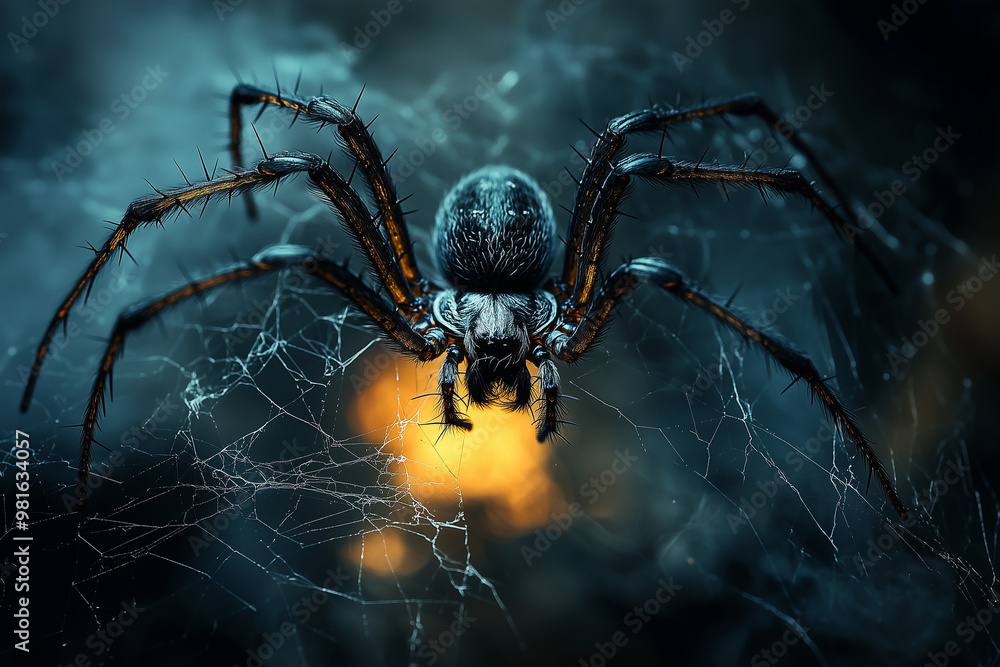 Fototapeta premium Close Up of a Spider in its Web