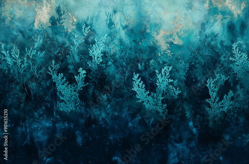 Vibrant Teal Algae Spreads on a Sea Blue Canvas: Capturing Aquatic Beauty photo