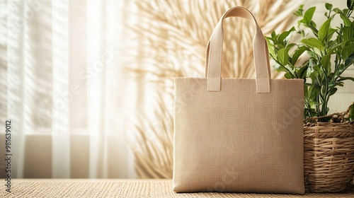Blank mockup of a ecofriendly jute tote bag
