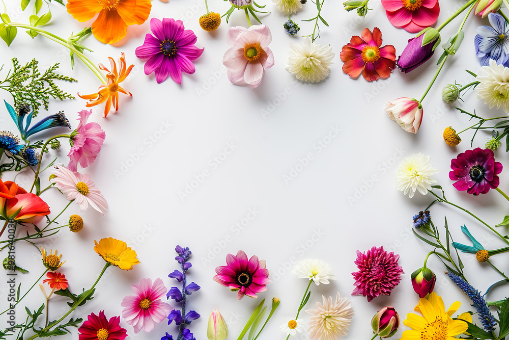 A colorful bouquet of flowers with a white background. generative ai., A colorful bouquet of flowers with a white background. generative ai.,