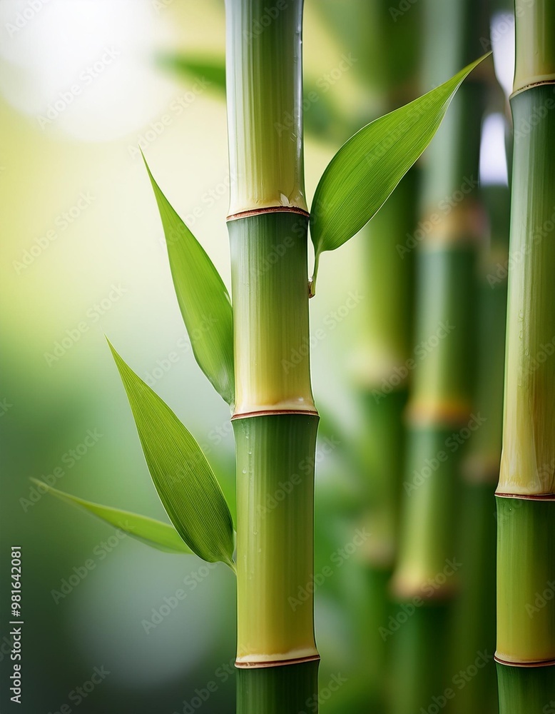 Isolated bamboo shoot with depth of field showcasing smooth surface and vibrant growth Isolated bamboo shoot with depth of field showcasing smooth surface and vibrant growth