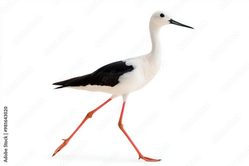 Elegantly walking in shallow water, the black-winged stilt reveals its long legs and distinctive black-and-white feathers, reflecting its delicate beauty in nature. Elegantly walking in shallow water, the black-winged stilt reveals its long legs and distinctive black-and-white feathers, reflecting its delicate beauty in nature.