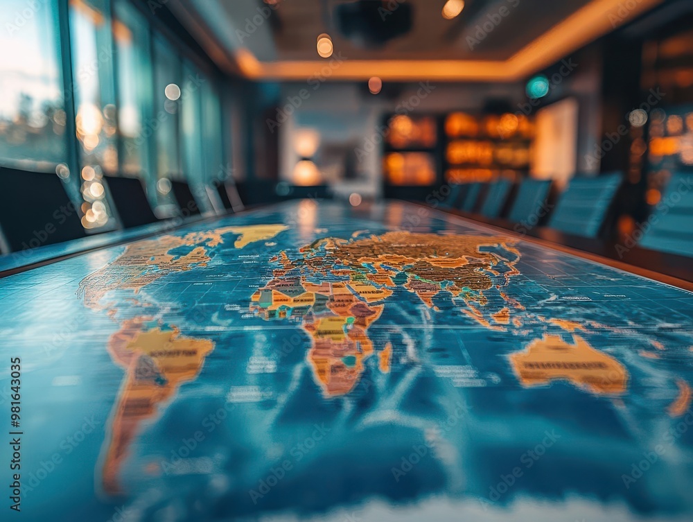 Global business discussion with maps and international charts, corporate boardroom, sharp focus, high detail Global business discussion with maps and international charts, corporate boardroom, sharp focus, high detail