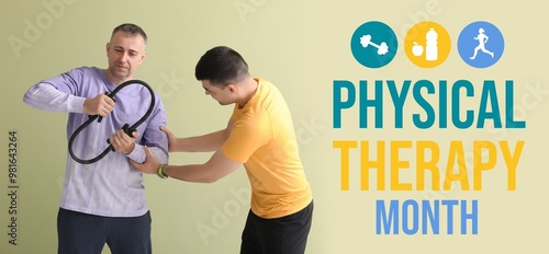 Mature man training with ph...