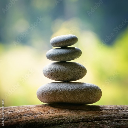 Conceptual Representation of Balance with Stones Stacked in Perfect Harmony