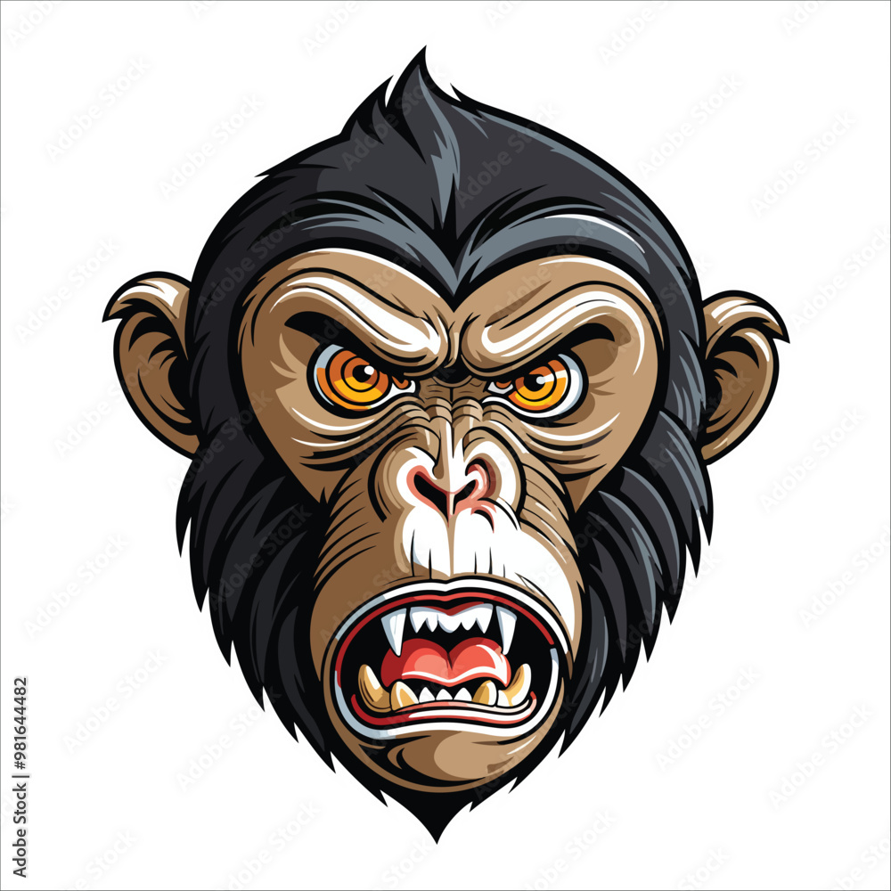 Angry monkey face illustration Angry monkey face illustration