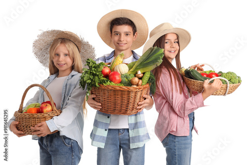 Little farmers with fresh f...