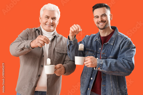 Young man with his father d...