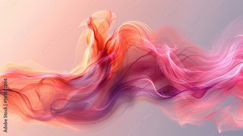 Abstract pink and red flowing particles and waves Abstract pink and red flowing particles and waves