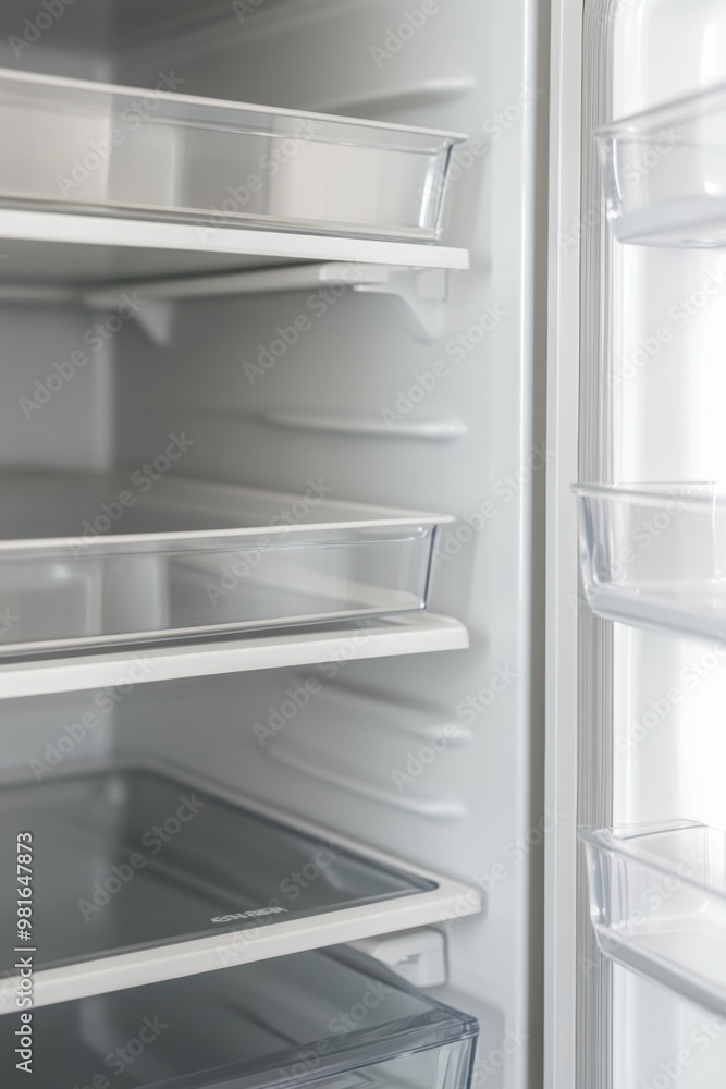 Crisp and Organized Interior of Modern Refrigerator with Ample Shelving Crisp and Organized Interior of Modern Refrigerator with Ample Shelving