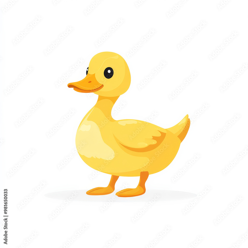 Flat design of a waddling duck, featuring bright yellow tones and clean lines, isolated on white. Flat design of a waddling duck, featuring bright yellow tones and clean lines, isolated on white.