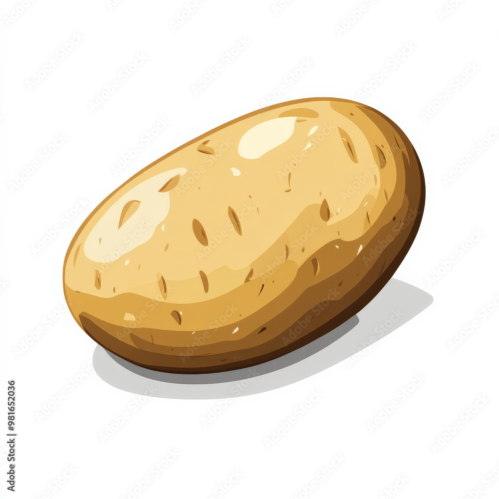 Flat illustration of a potato with simple brown shading, featuring clean lines and minimal details, isolated on a white background. Flat illustration of a potato with simple brown shading, featuring clean lines and minimal details, isolated on a white background.