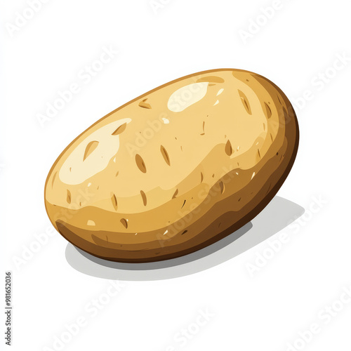 Flat illustration of a potato with simple brown shading, featuring clean lines and minimal details, isolated on a white background.