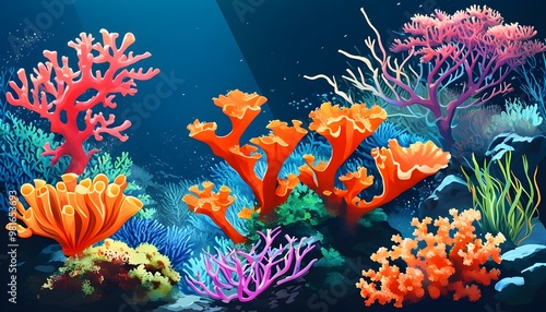 Vibrant Coral Reef Plant Illustration for Stunning Oceanic Poster Background photo