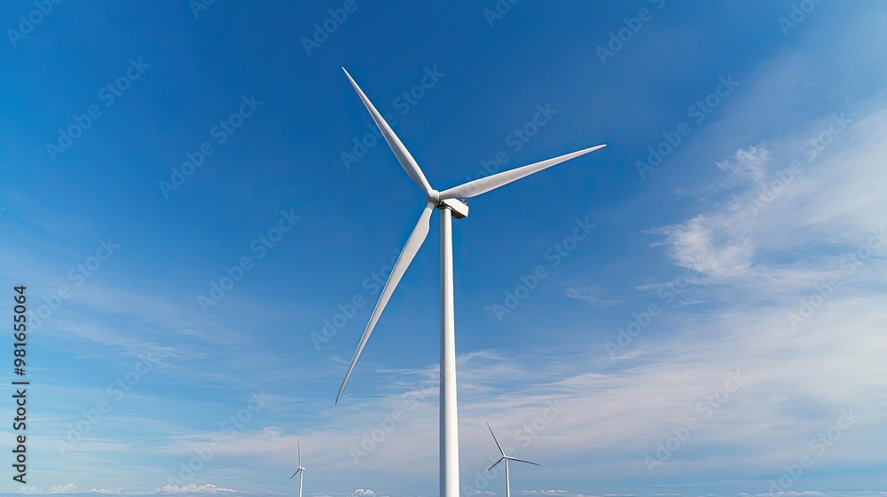 A modern wind farm with large turbines generating clean energy, representing the shift towards greener, sustainable industries A modern wind farm with large turbines generating clean energy, representing the shift towards greener, sustainable industries