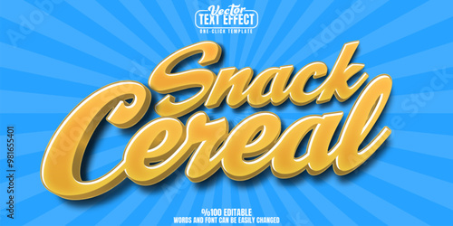 Cereal editable text effect, customizable breakfast and food 3d font style