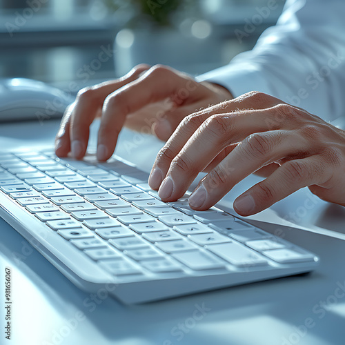 Hands typing on the keyboard photo