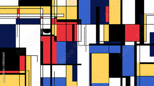 Made by artificial intelligence. De Stijl. Illustration photo