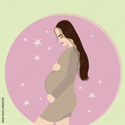 mulher com cabelo castanho gestante grávida de menina