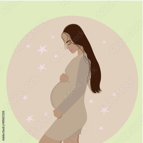 mulher negra com cabelo castanho gestante grávida de menina