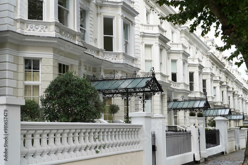 Photography Row of upscale townhouses in the London Borough of Kensington