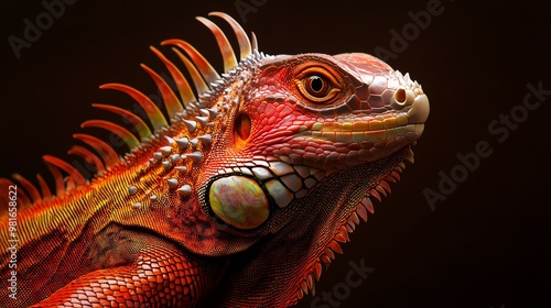 A vibrant iguana showcasing its colorful scales and unique texture under natural lighting, perfect for nature enthusiasts.