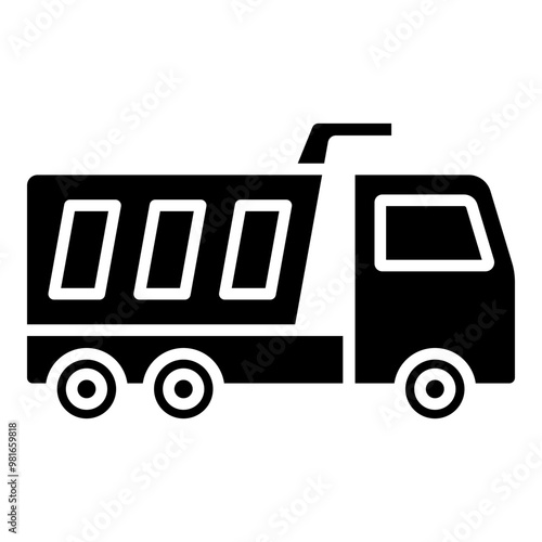 Dump truck glyph solid icon