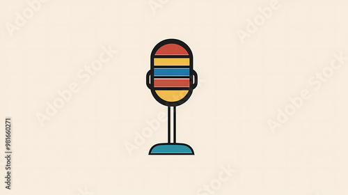 Minimalistic de stijl microphone logo design. De Stijl. Illustration photo