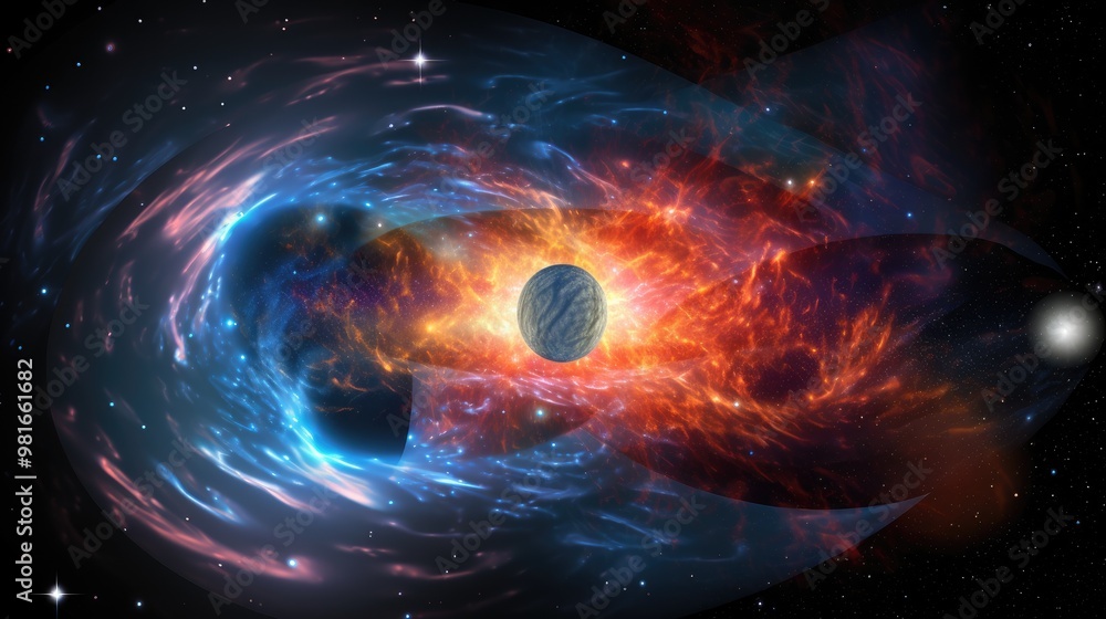 Fototapeta premium A celestial tapestry of swirling nebulae and distant stars.