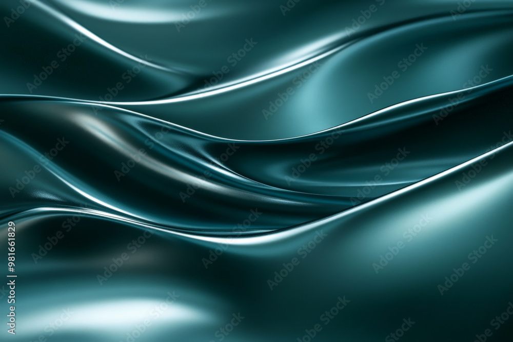 Obraz premium A luxury abstract background with shimmering platinum lines softly weaving through a velvety dark teal surface, giving a refined, elegant appeal.